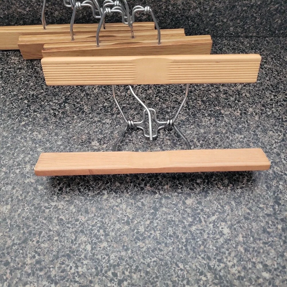 Vintage Lot of 4 Wooden Clamp Hangers for Suit Pants Slacks Trousers